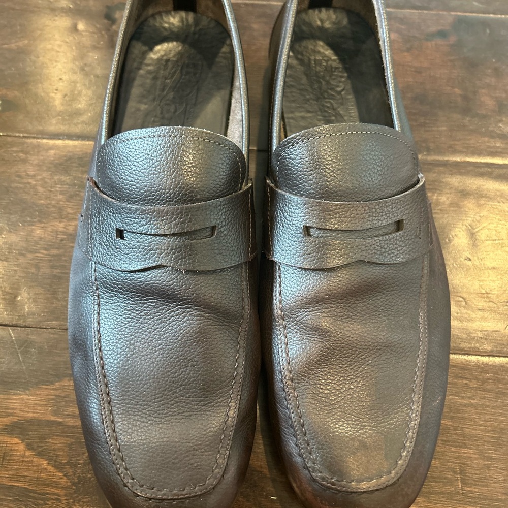 Salvatore Ferragamo Black Leather Loafers Slip-Ons